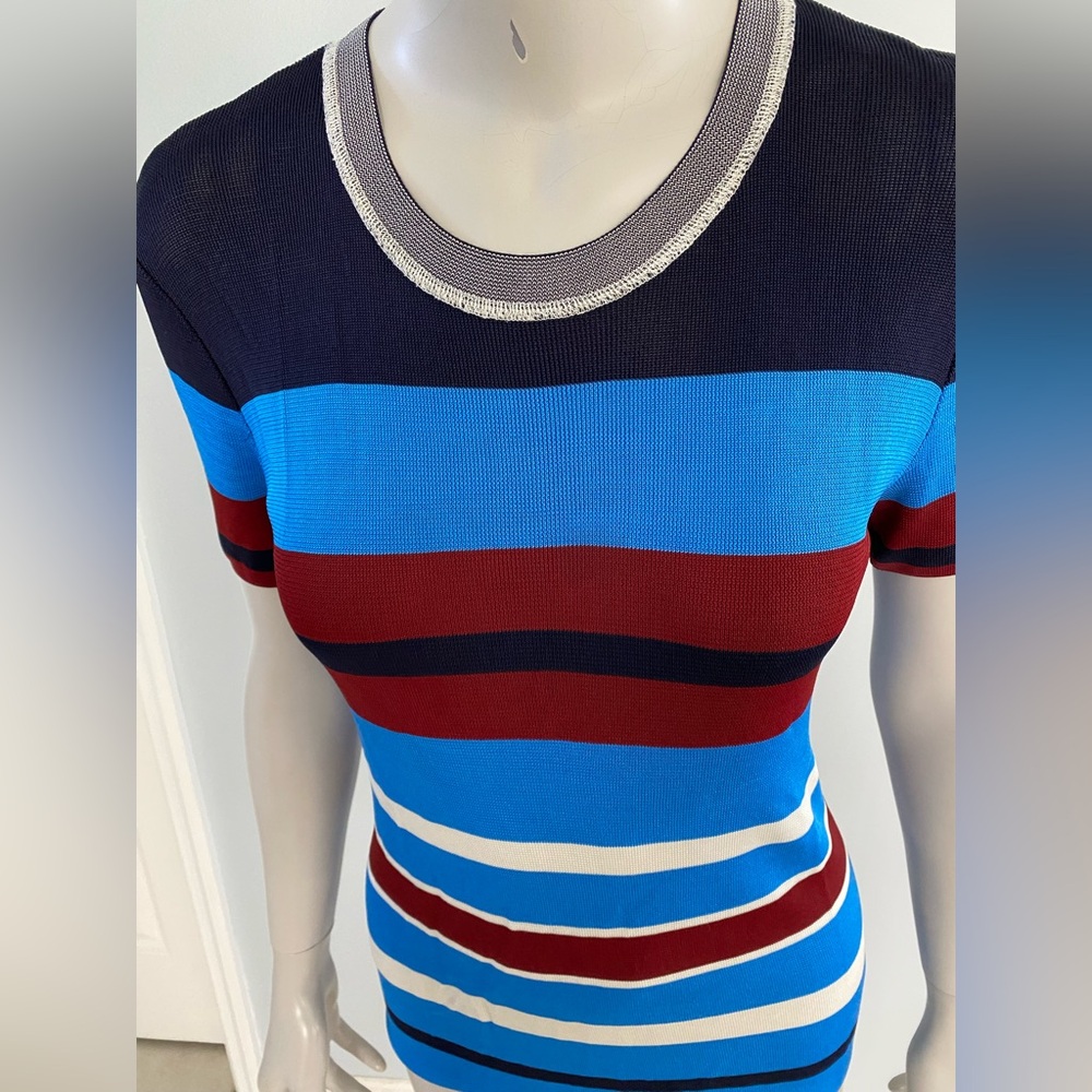 Sandro Stripe Print Short Sleeve Top ASO Maisie Williams and Evanna Lynch - Picture 9 of 16